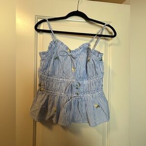 NWT Blue striped lemon top